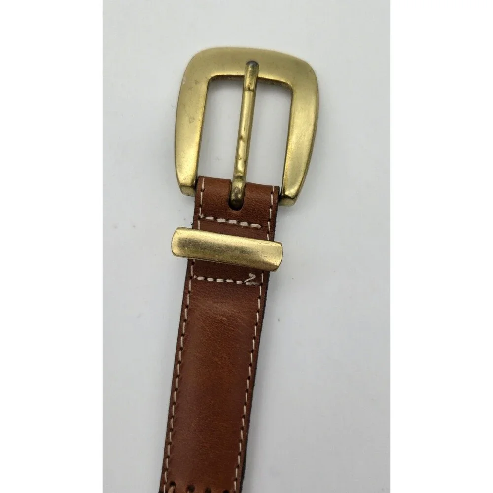 Fossil‎ Patchwork Leather Belt Women Multicolor Brass Buckle Size Large 30-34 in